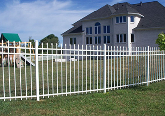 white belmont fence around backyard