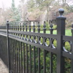 black aluminum fence closeup