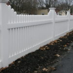 white stepped cambridge vinyl fence