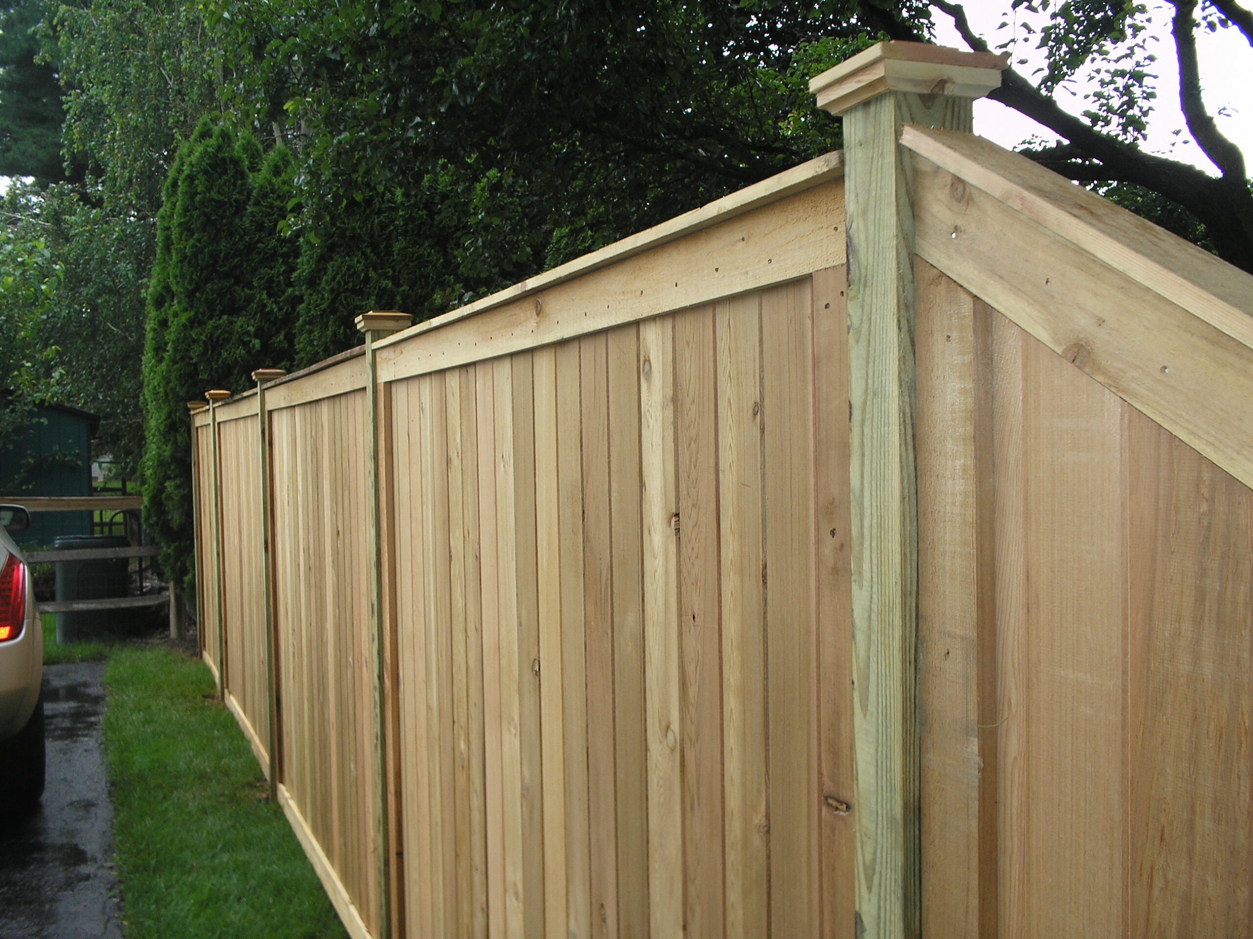 wooden privacy fence closeup